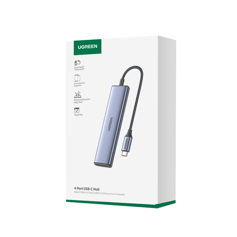 HUB adapter portów USB-C - 2x USB-A 2x USB-C 20cm szary (5)