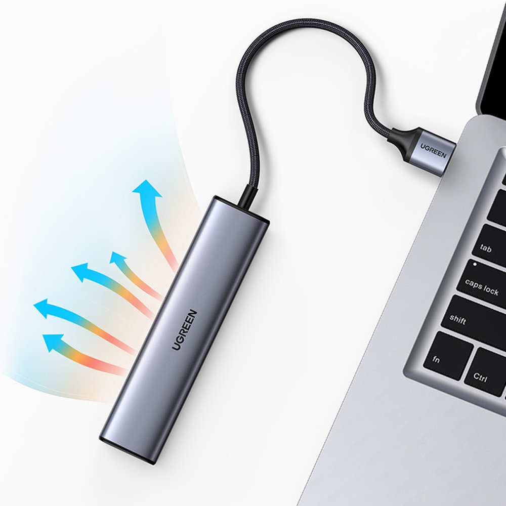 Wielofunkcyjny HUB adapter rozdzielacz USB 3.0 - 3x USB Ethernet RJ-45 USB-C PD szary (3)