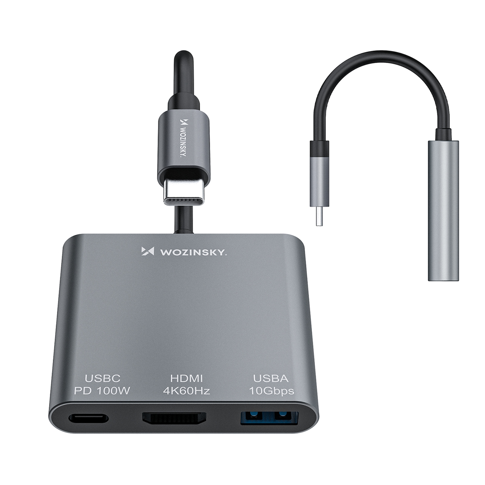 Hub rozdzielacz USB-C na USB-C USB-A HDMI PD 10 Gb/s 4K - szary (4)