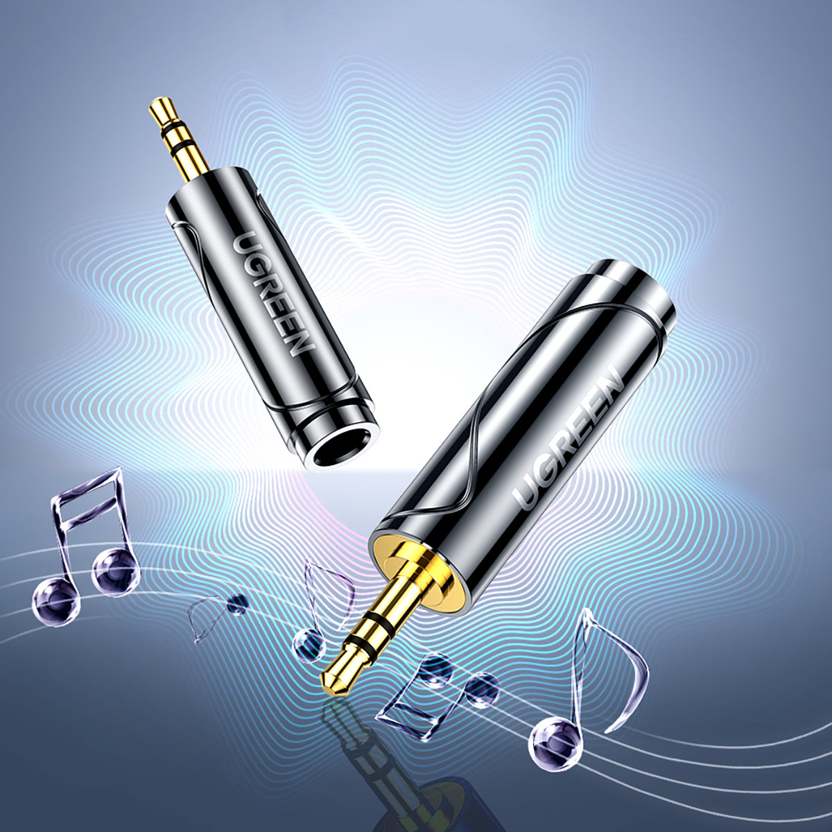 Adapter przejściówka audio 3.5mm (męski) na 6,35mm mini jack (żeński) szary (4)