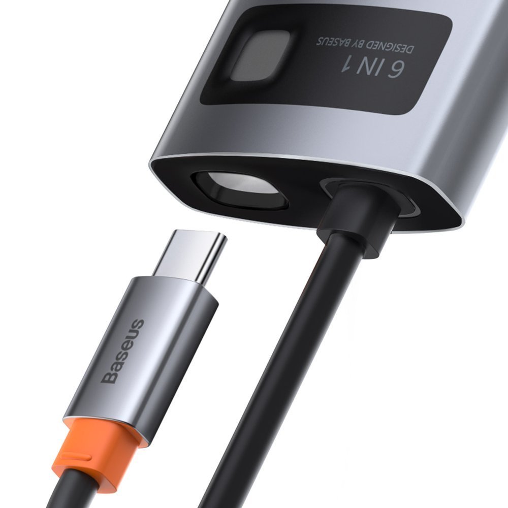 Wielofunkcyjny HUB 6w1 USB USB-C PD HDMI 3x USB 3.2 RJ45 Szary (3)