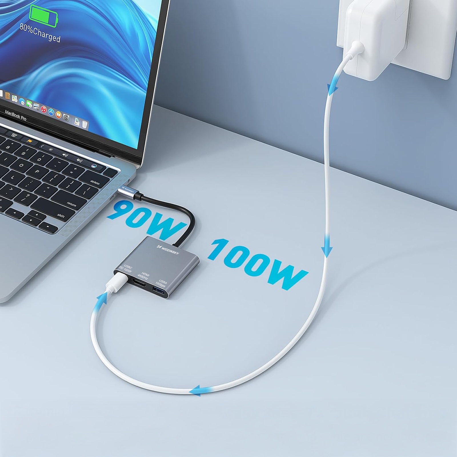 Hub rozdzielacz USB-C na USB-C USB-A HDMI PD 10 Gb/s 4K - szary (6)