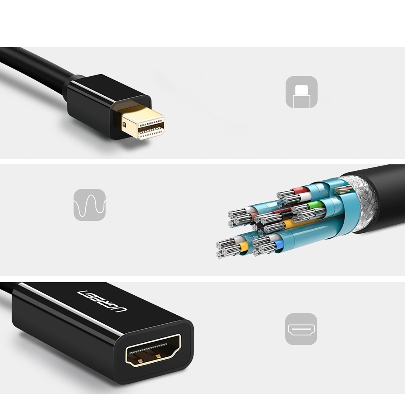 Adapter przejściówka mini DisplayPort - HDMI FHD 1080p - czarny (4)