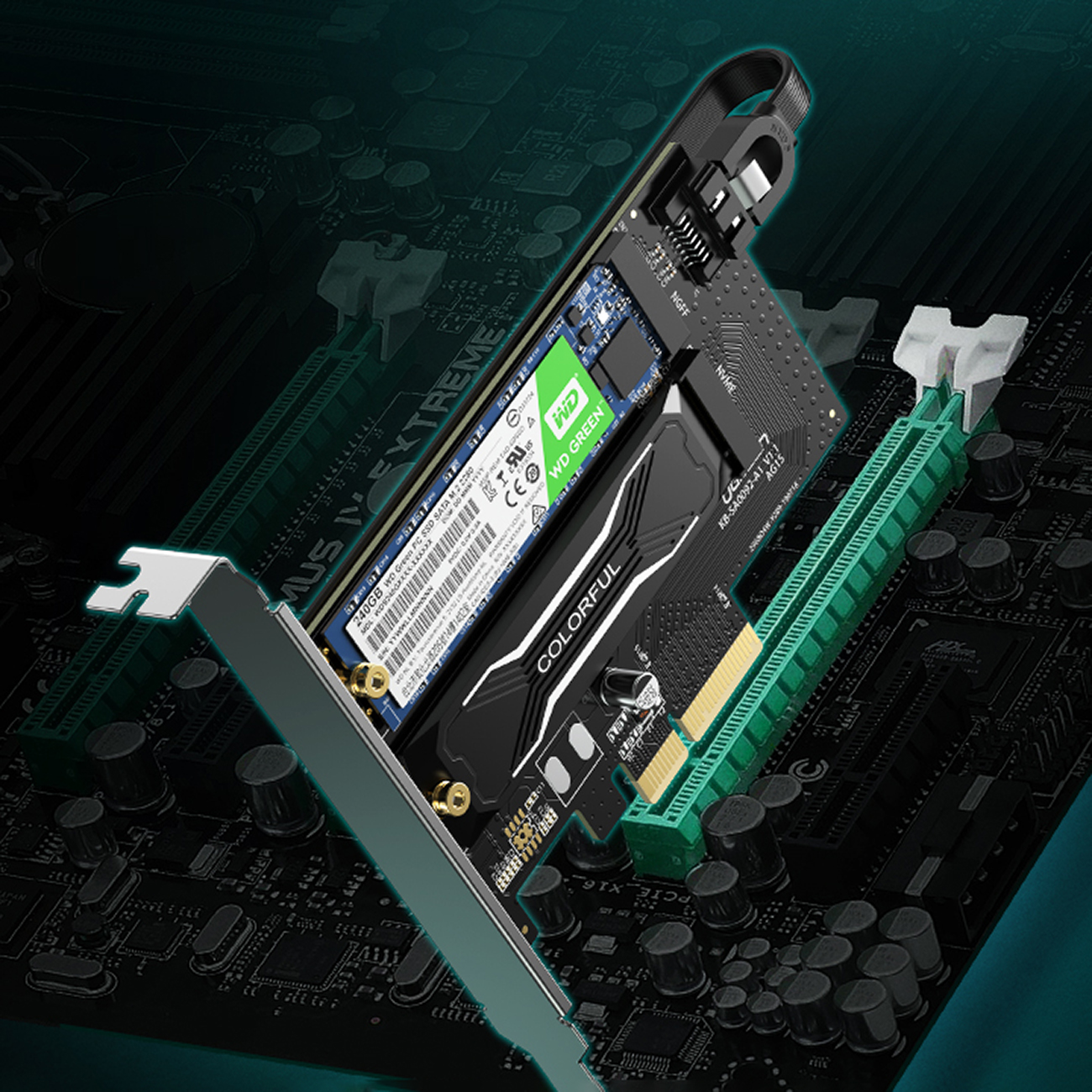 Karta rozszerzeń adapter PCIe 3.0 x4 dodatkowe dwa sloty SSD M.2 M-Key i M.2 B-Key (3)