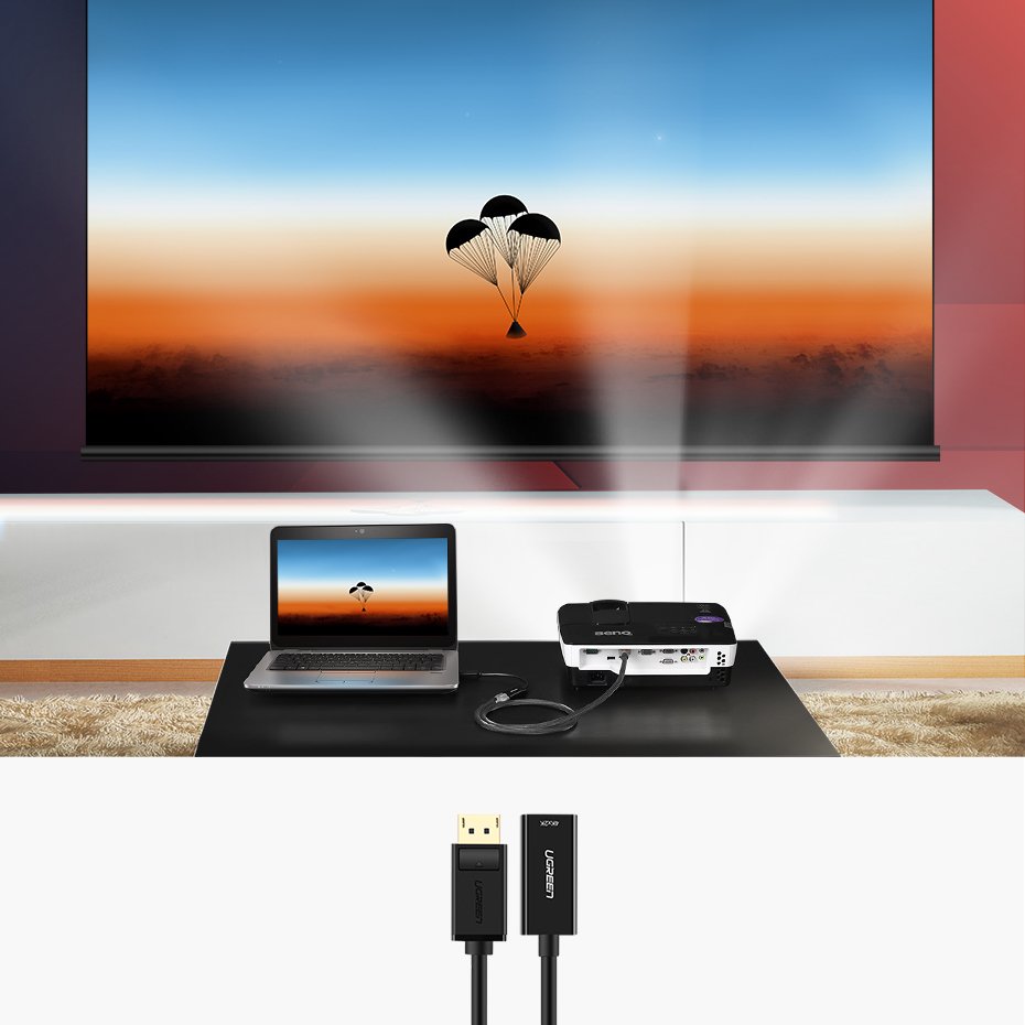 Przejściówka adapter jednokierunkowy z DisplayPort (męski) na HDMI (żeński) 1080P 60Hz 12bit czarny (3)