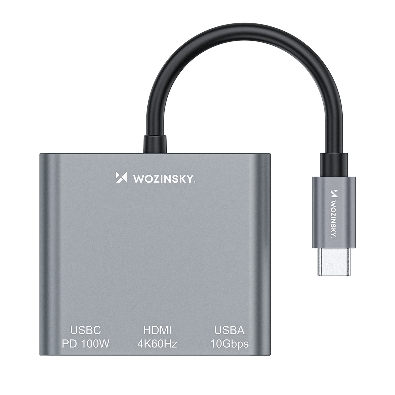 Hub rozdzielacz USB-C na USB-C USB-A HDMI PD 10 Gb/s 4K - szary (3)