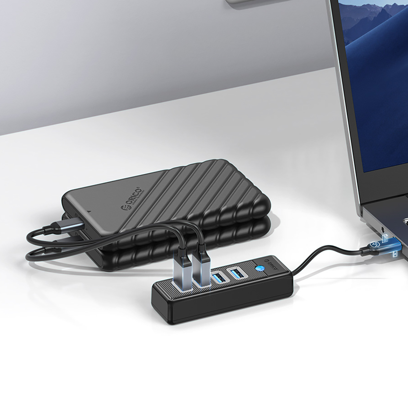 Hub rozdzielacz PW4U-C3 USB-C - 4x USB-A - czarny (4)