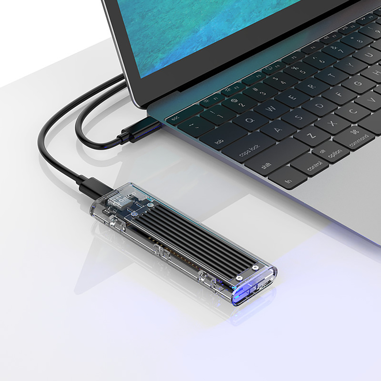 Kieszeń obudowa na dysk TCM2-C3 M.2 NVME na USB-C 10Gb/s - czarno-przezroczysta (3)