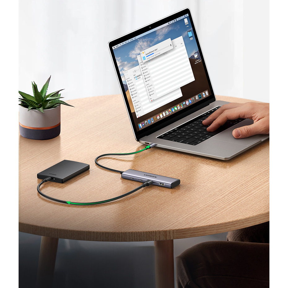 HUB adapter portów USB-C - 2x USB-A 2x USB-C 20cm szary (6)