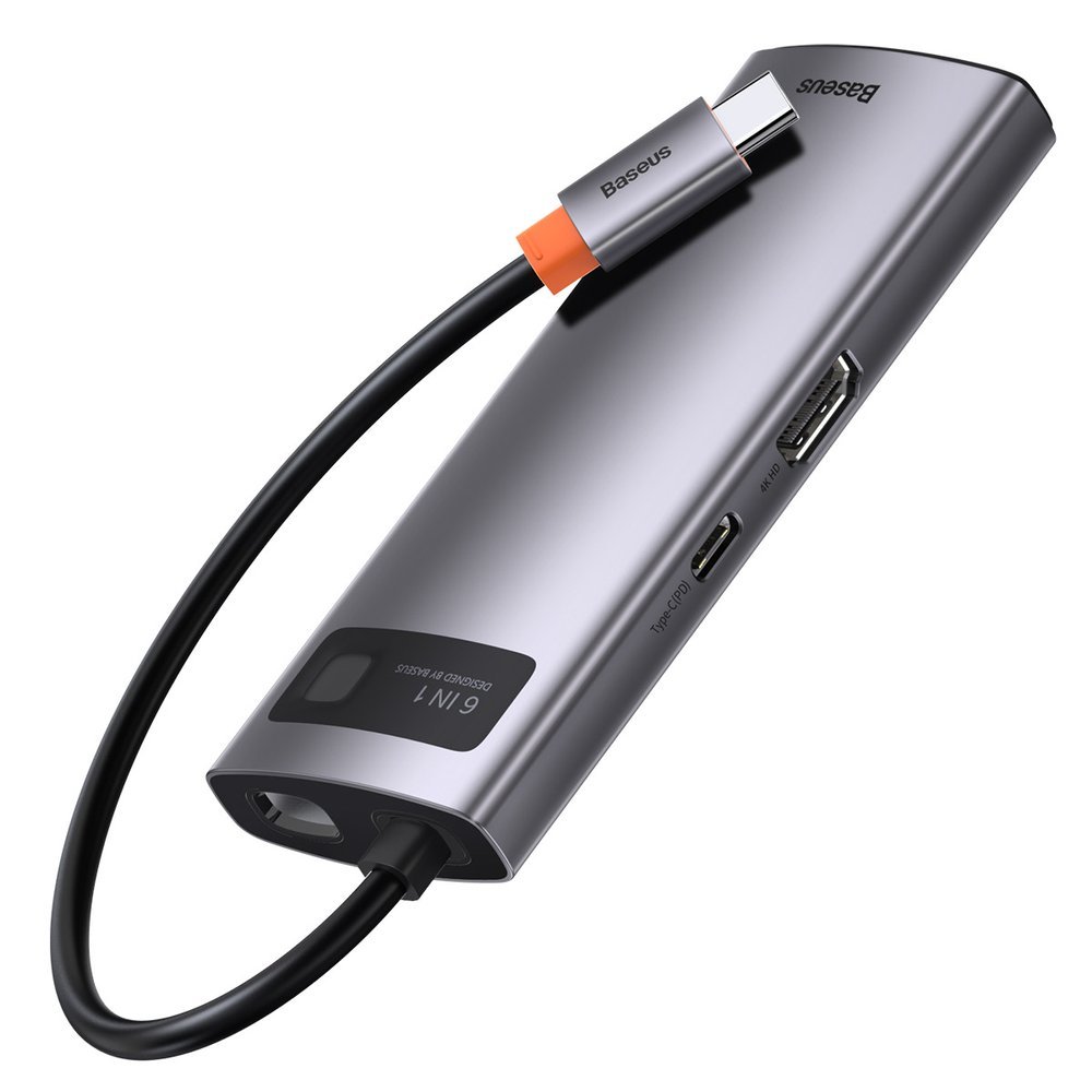 Wielofunkcyjny HUB 6w1 USB USB-C PD HDMI 3x USB 3.2 RJ45 Szary (7)
