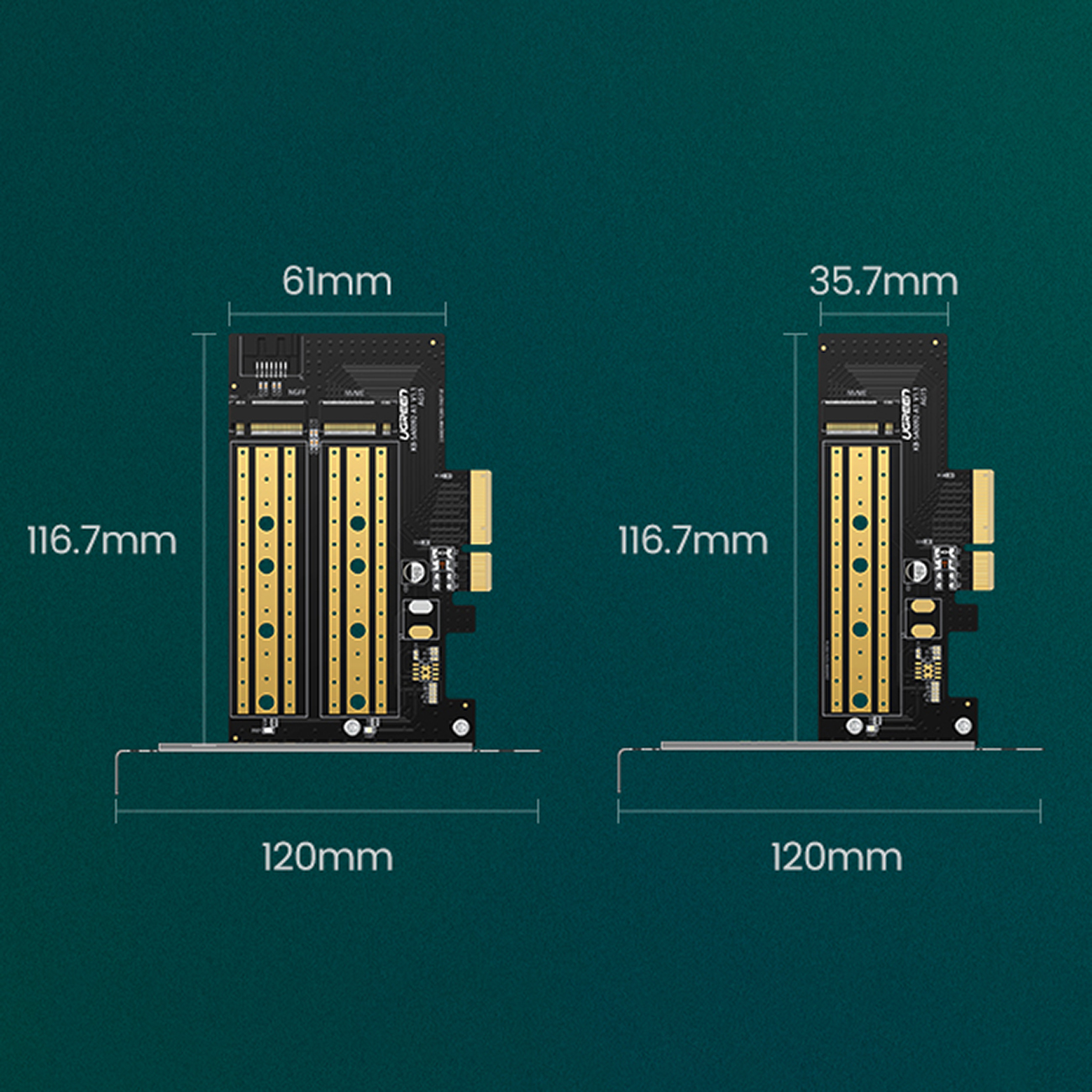Karta rozszerzeń adapter PCIe 3.0 x4 dodatkowe dwa sloty SSD M.2 M-Key i M.2 B-Key (11)
