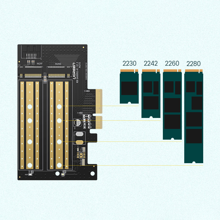 Karta rozszerzeń adapter PCIe 3.0 x4 dodatkowe dwa sloty SSD M.2 M-Key i M.2 B-Key (4)
