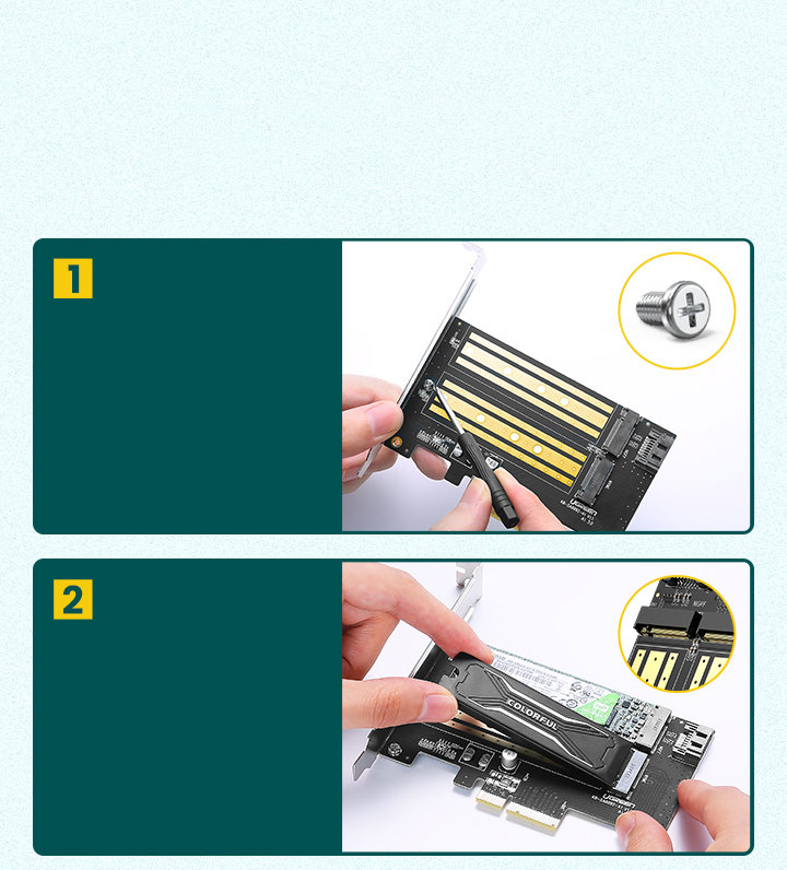 Karta rozszerzeń adapter PCIe 3.0 x4 dodatkowe dwa sloty SSD M.2 M-Key i M.2 B-Key (9)