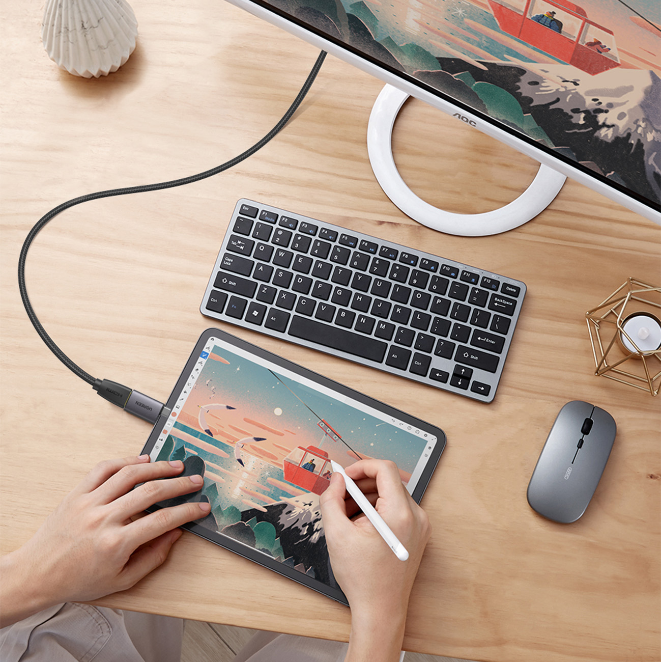 Adapter przejściówka obrazu Video USB-C na HDMI 4K szary (3)