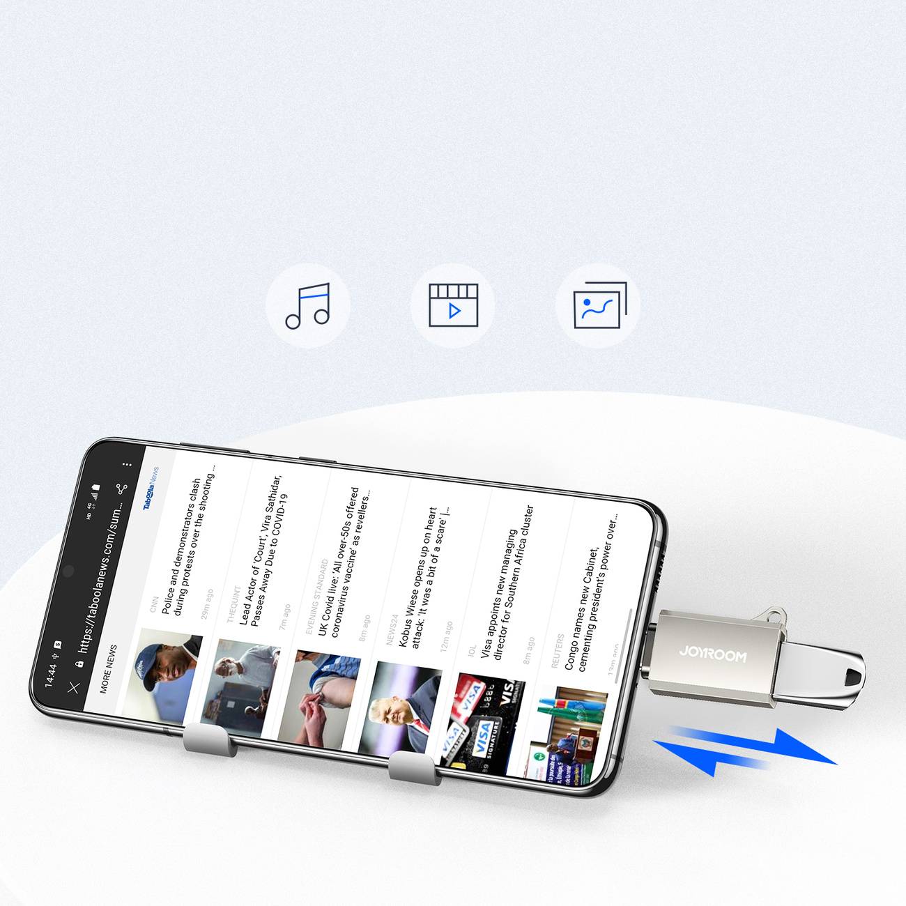 Adapter przejściówka USB-C (męski) - USB-A (żeński) z oczkiem na smycz - srebrny (5)