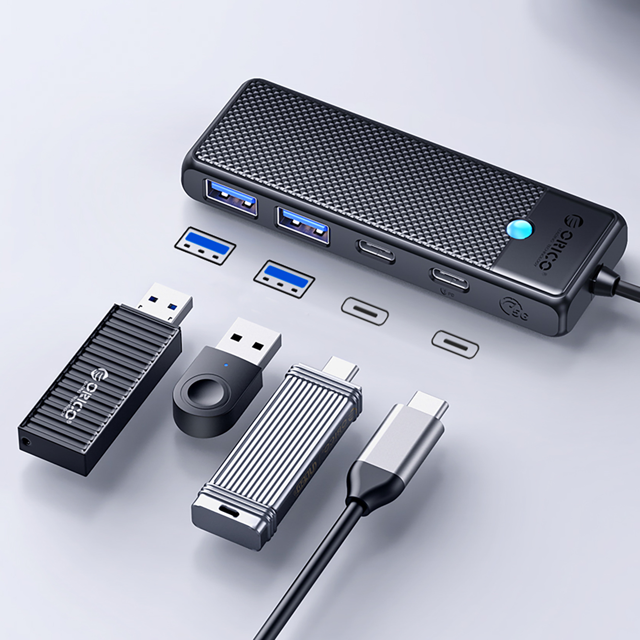Hub PAPW2AC-C3 rozdzielacz USB-C na USB-A USB-C - czarny (3)