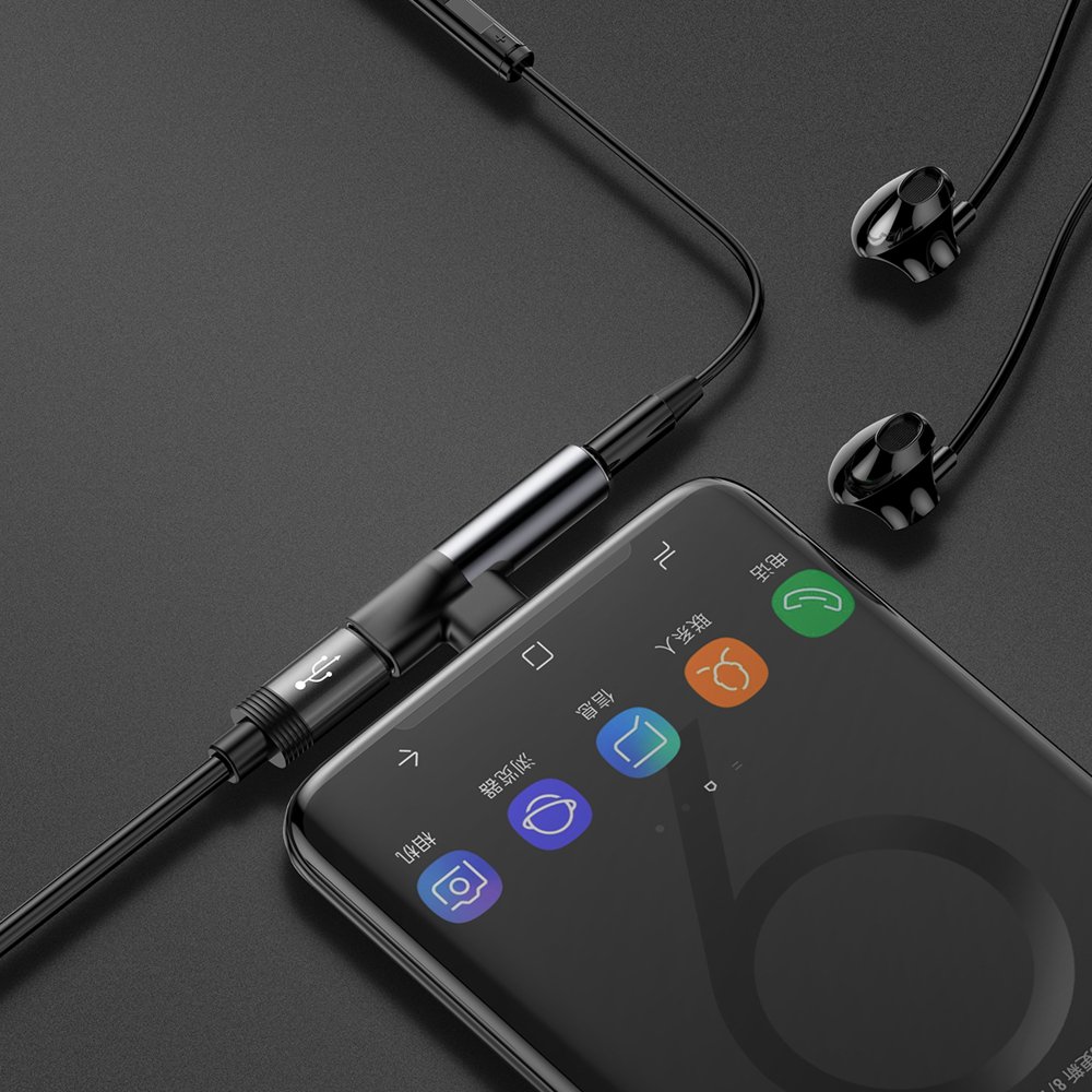 Audio Converter L41 adapter przejściówka ze złącza USB-C na port USB-C + Jack 3.5 mm czarny (7)