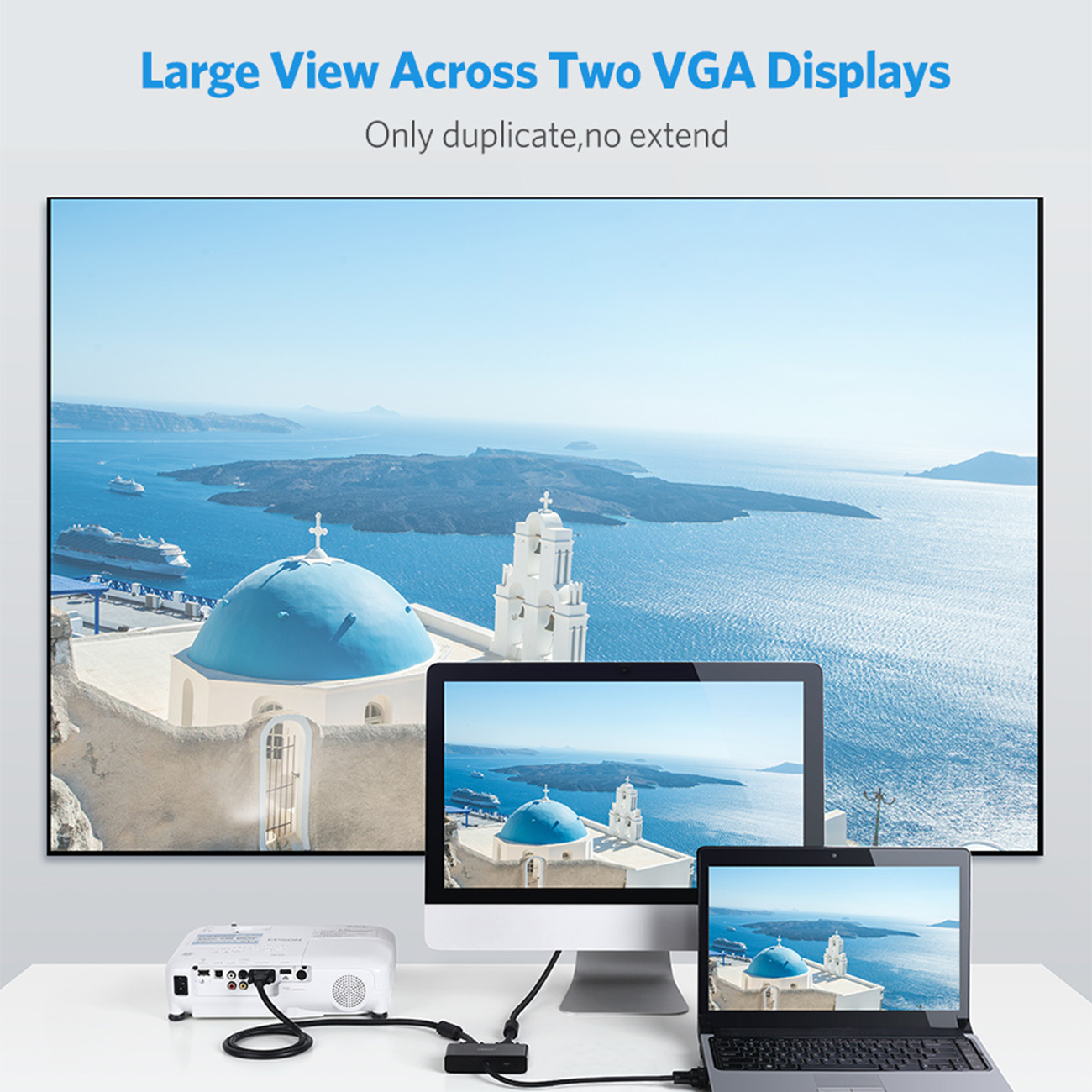 Rozdzielacz ekranów monitorów adapter Video VGA - 2x VGA czarny (4)