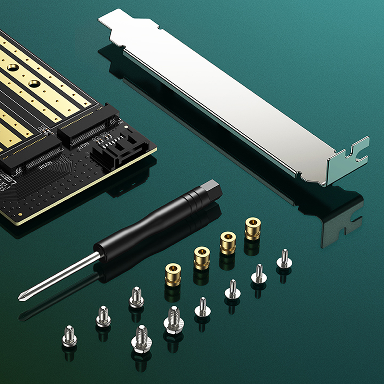 Karta rozszerzeń adapter PCIe 3.0 x4 dodatkowe dwa sloty SSD M.2 M-Key i M.2 B-Key (8)