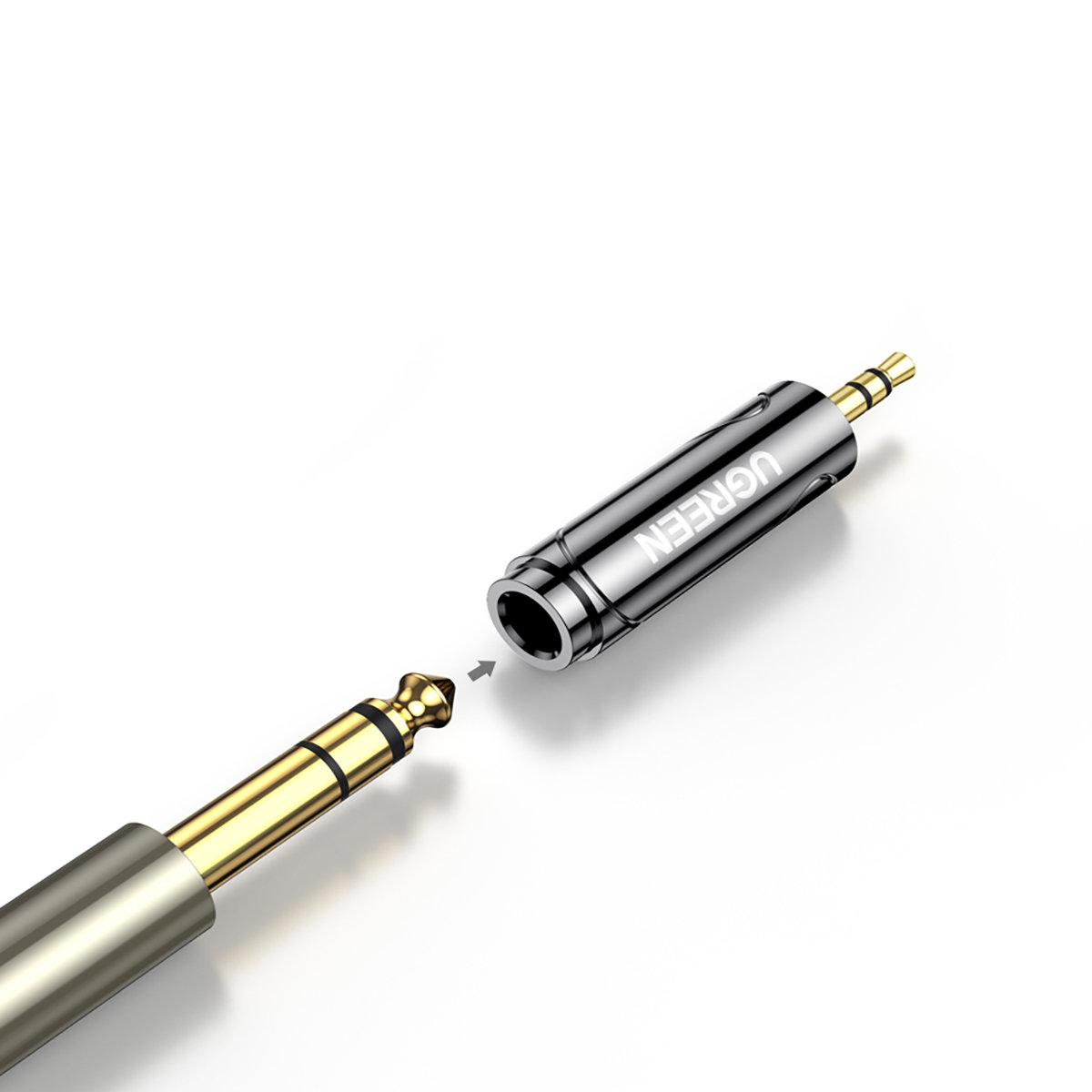 Adapter przejściówka audio 3.5mm (męski) na 6,35mm mini jack (żeński) szary (3)