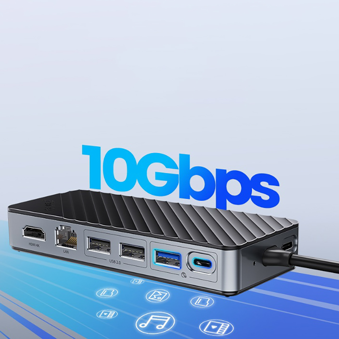 Hub stacja dokująca OM28PR-G2 z kieszenią na dysk M.2 USB-C - USB-A USB-C HDMI Ethernet - czarna (3)