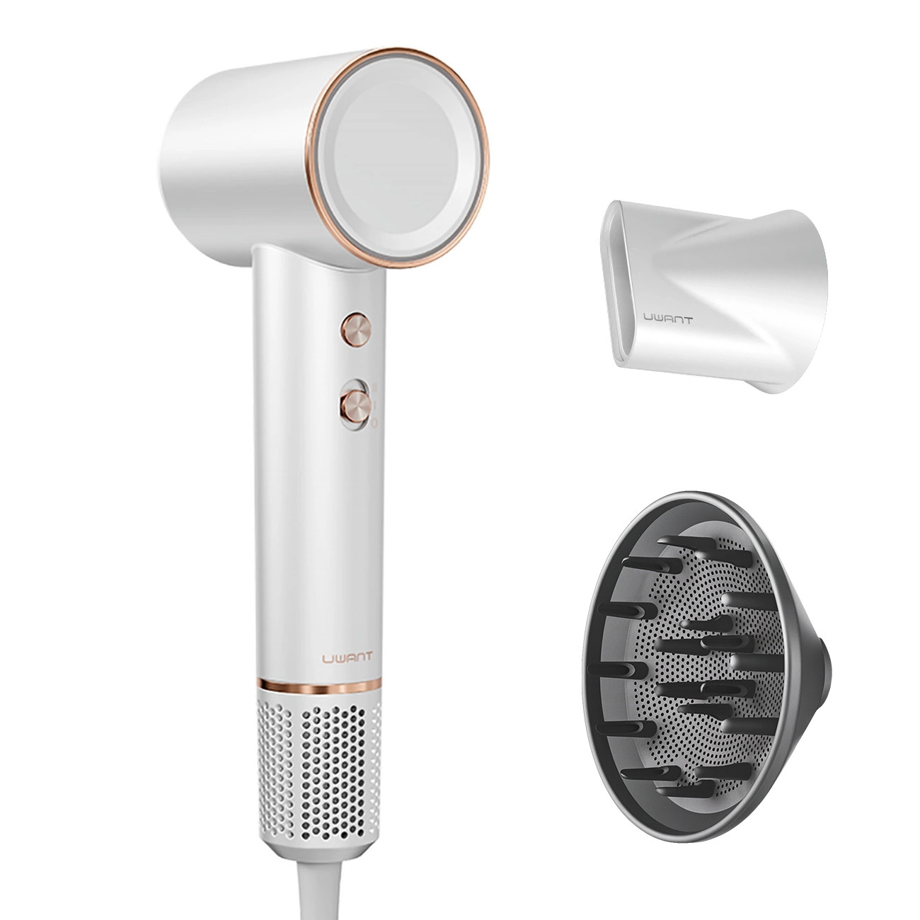 Suszarka do włosów z jonizacją dyfuzorem H100 1500W - biała