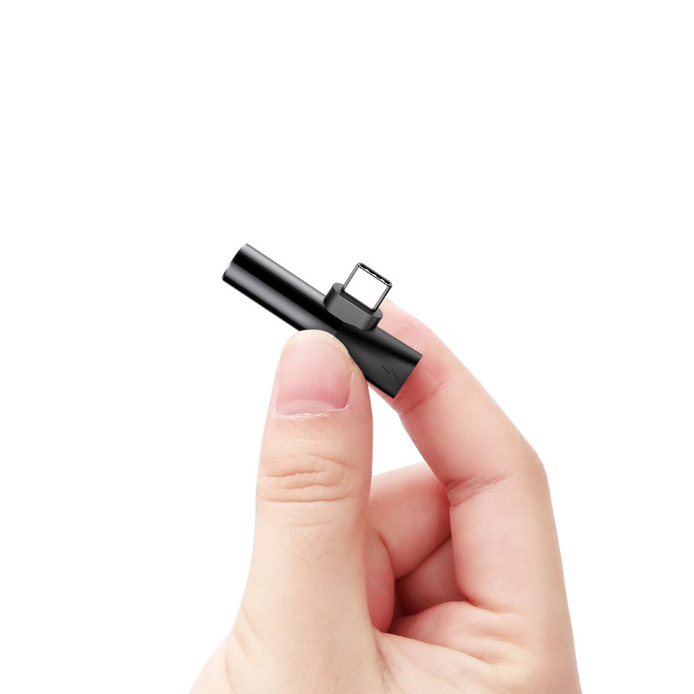 Audio Converter L41 adapter przejściówka ze złącza USB-C na port USB-C + Jack 3.5 mm czarny (10)