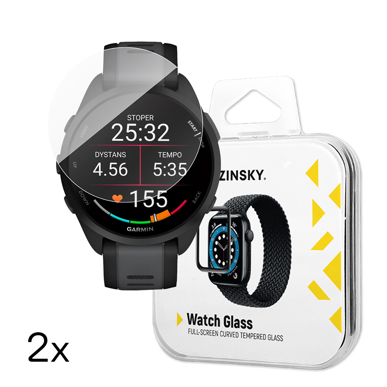 Szkło hartowane do zegarka Garmin Forerunner 165 Full Glue - 2 szt.
