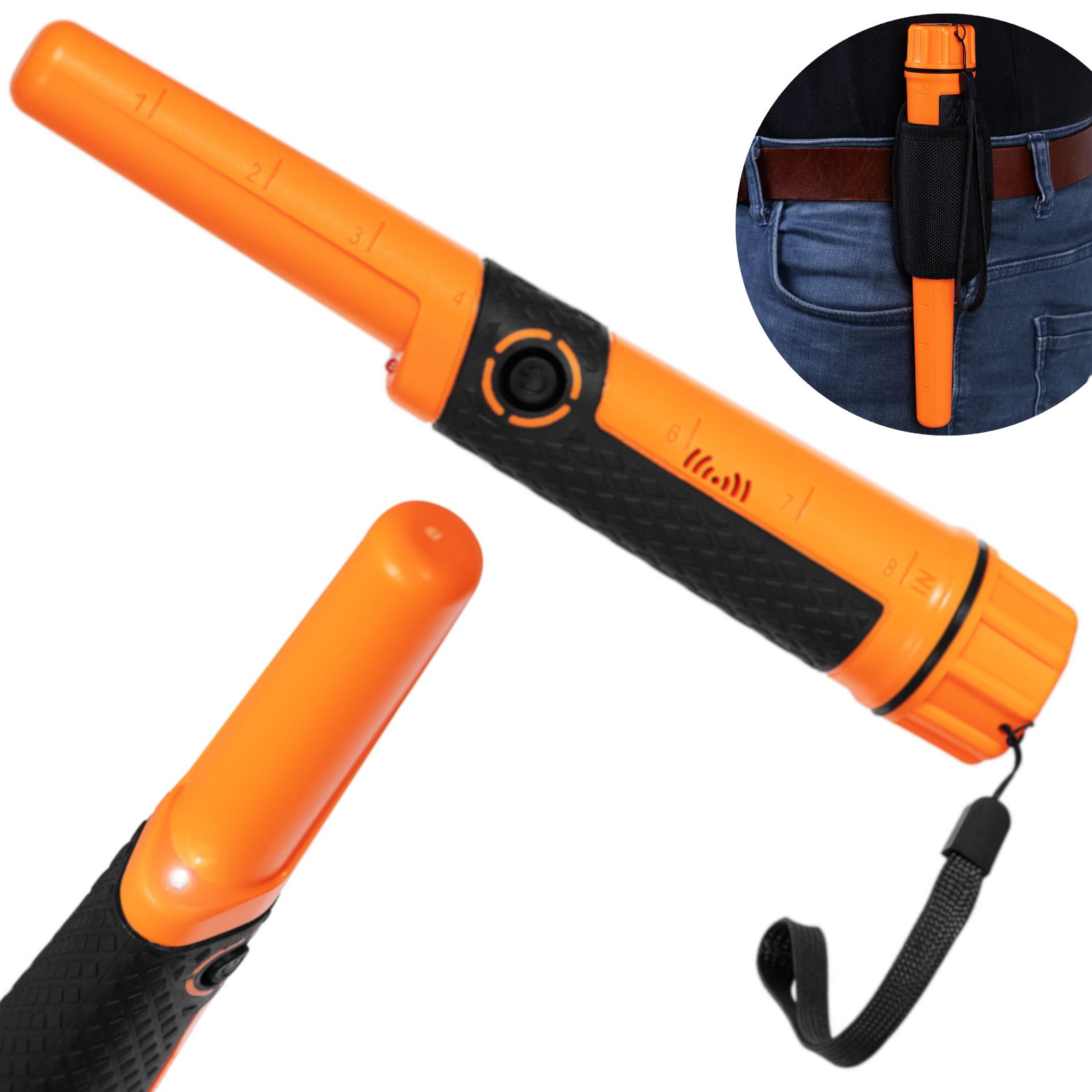 Wykrywacz detektor metali ręczny wodoodporny  LED 20 cm / 4.5 cm