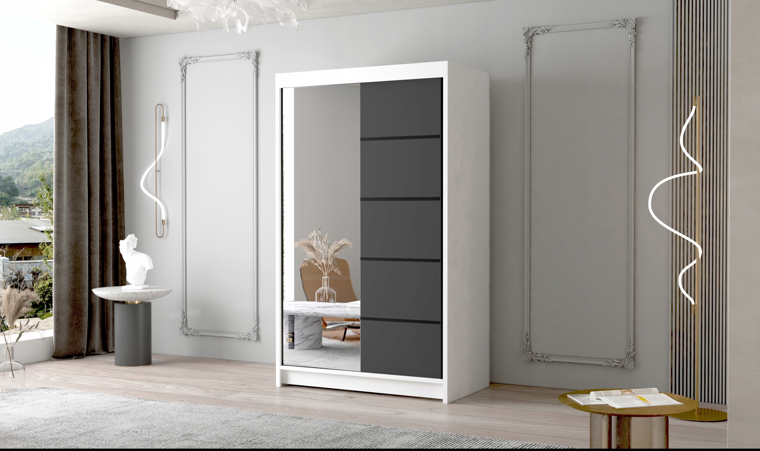 Szafa Przesuwna 100 cm z lustrem - 4 KOLORY (4)