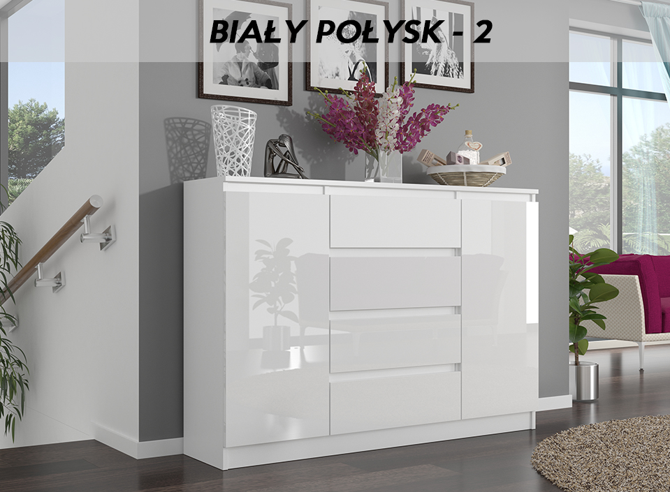 komoda 140 cm biała połysk,komoda połysk biała ,komoda biała połysk 140 cm do salonu,komoda biała połysk 140 do sypialni,biała połysk komoda 140,komoda do sypialni biała połysk,komoda do salonu biała połysk