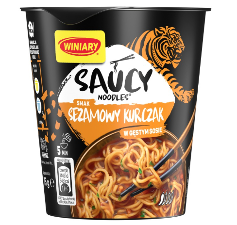 Winiary Saucy Noodles Danie instant smak sezamowy kurczak w gęstym sosie 75 g