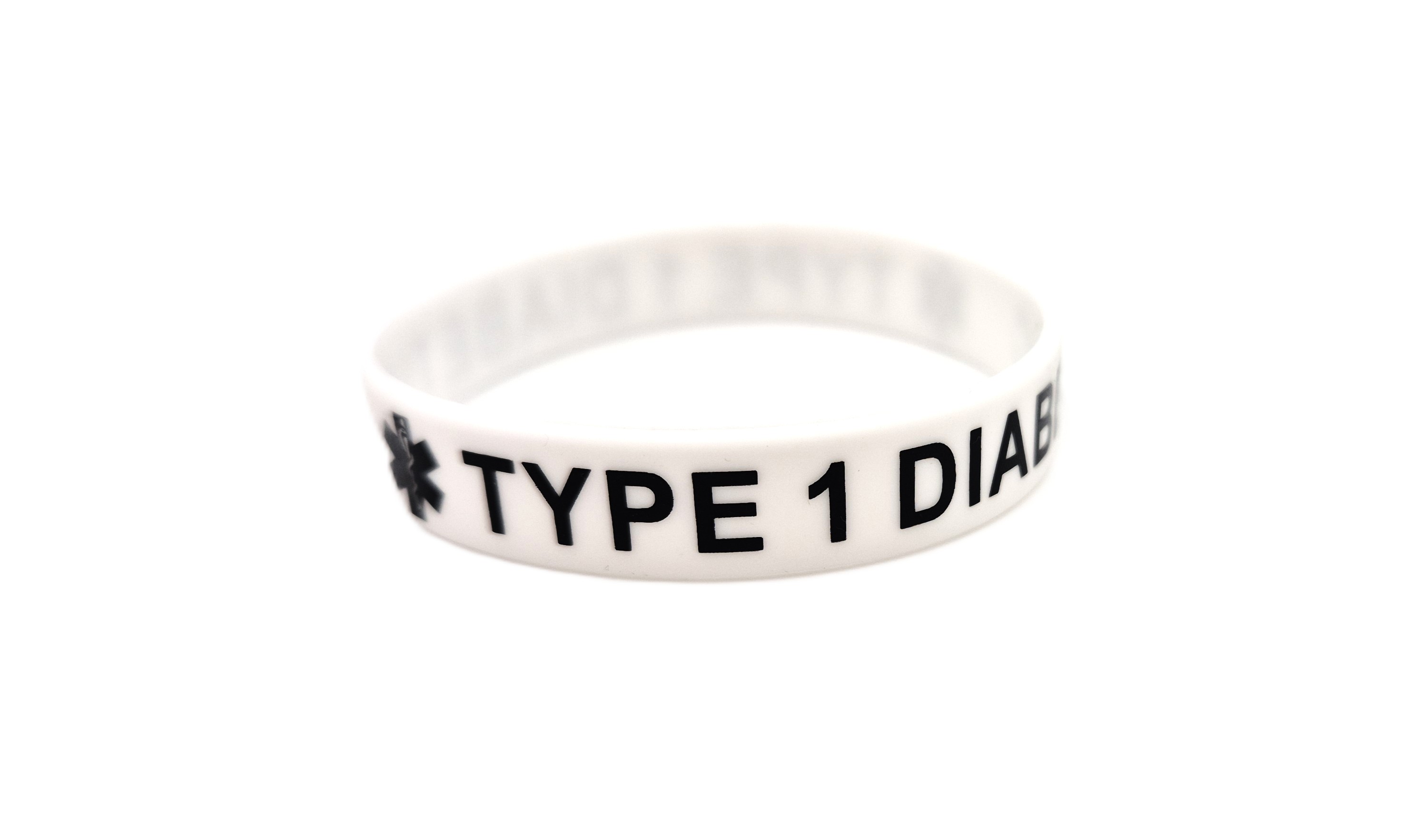 SDFSL Opaska silikonowa DIABETIC TYPE 1 biała z czarnym napisem