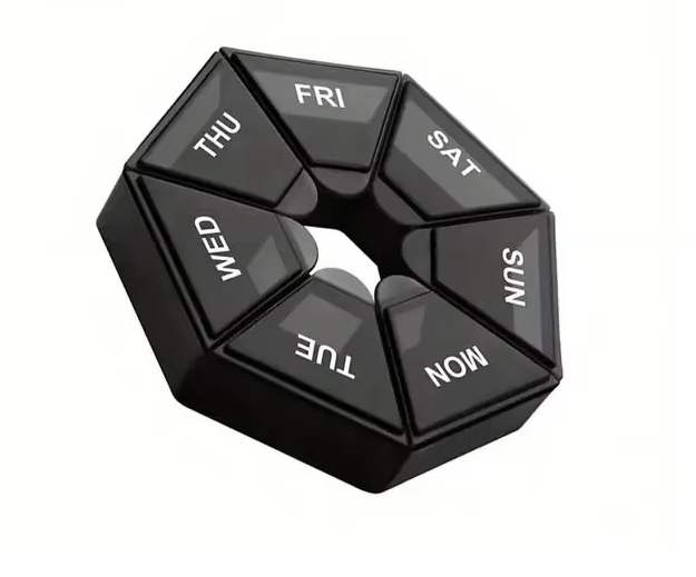 SDFSL Organizer na leki 7 dniowy czarny siedmiokąt