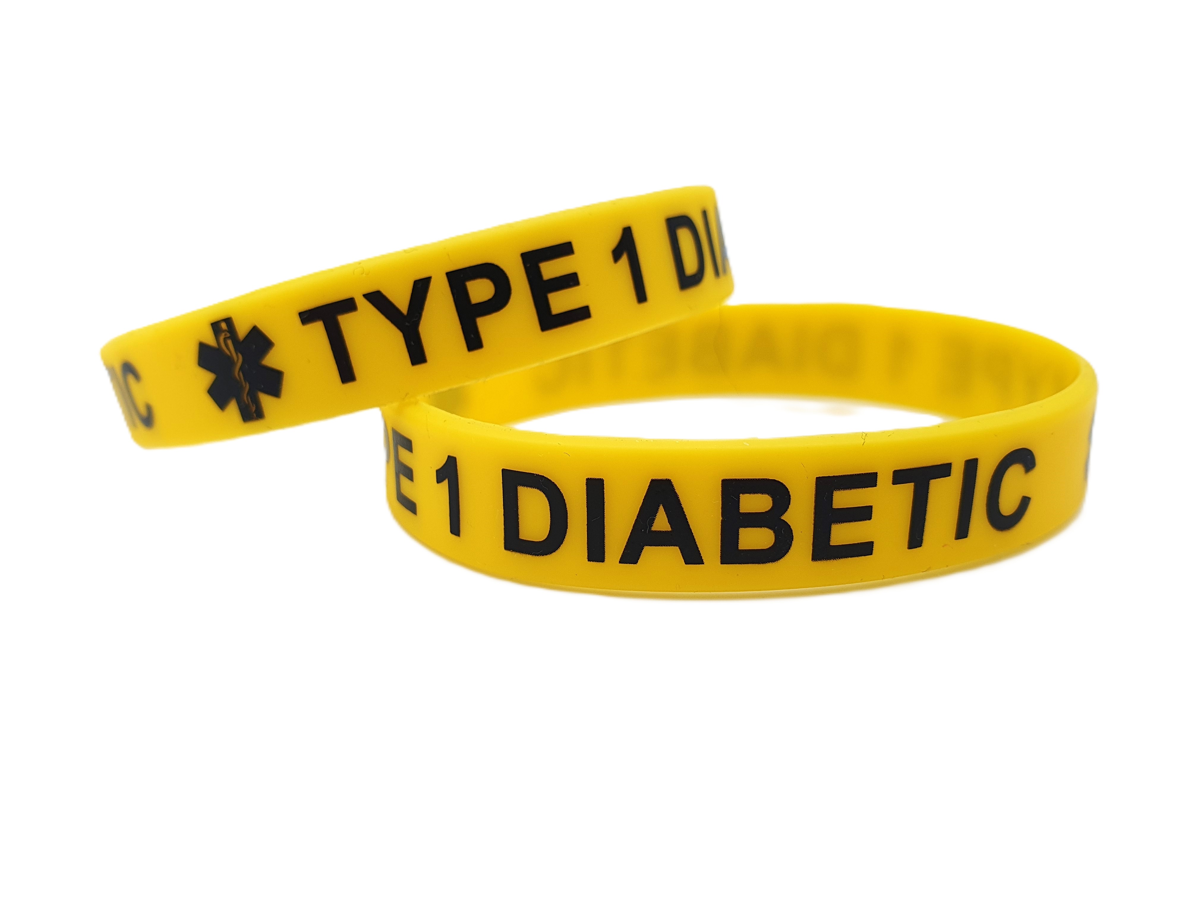 SDFSL Opaska silikonowa DIABETIC TYPE 1 żółta z czarnym napisem