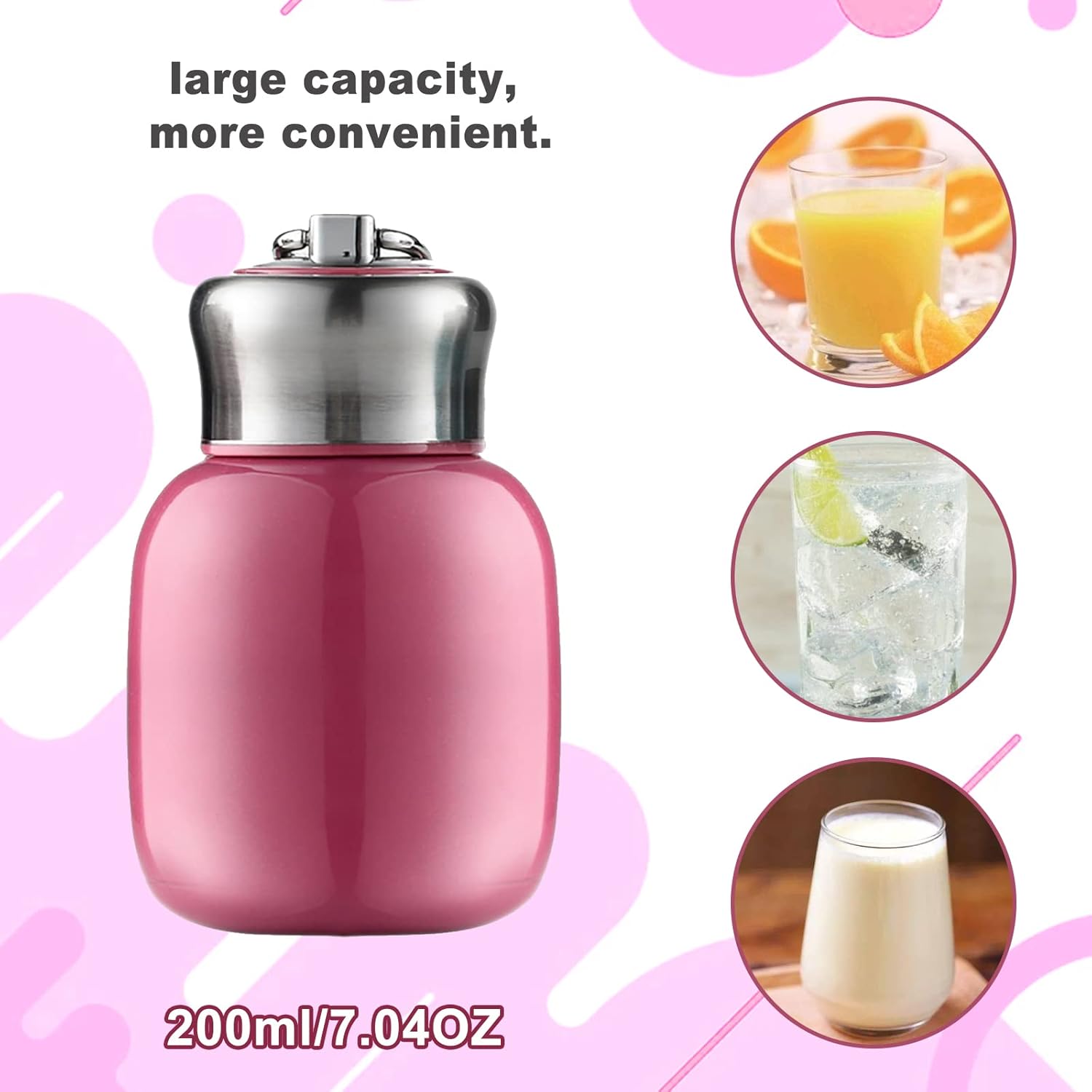 Butelka termiczna dwuściankowa o pojemności 200 ml RÓŻOWA (3)