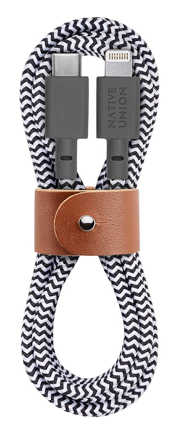 Native Union Belt Cable Wzmocniony Kabel z USB-C na Lightning ze Skórzanym Zapięciem 1,2m (Zebra) Native Union Belt Cable Wzmocniony Kabel z USB-C na Lightning ze Skórzanym Zapięciem 1,2m (Zebra)