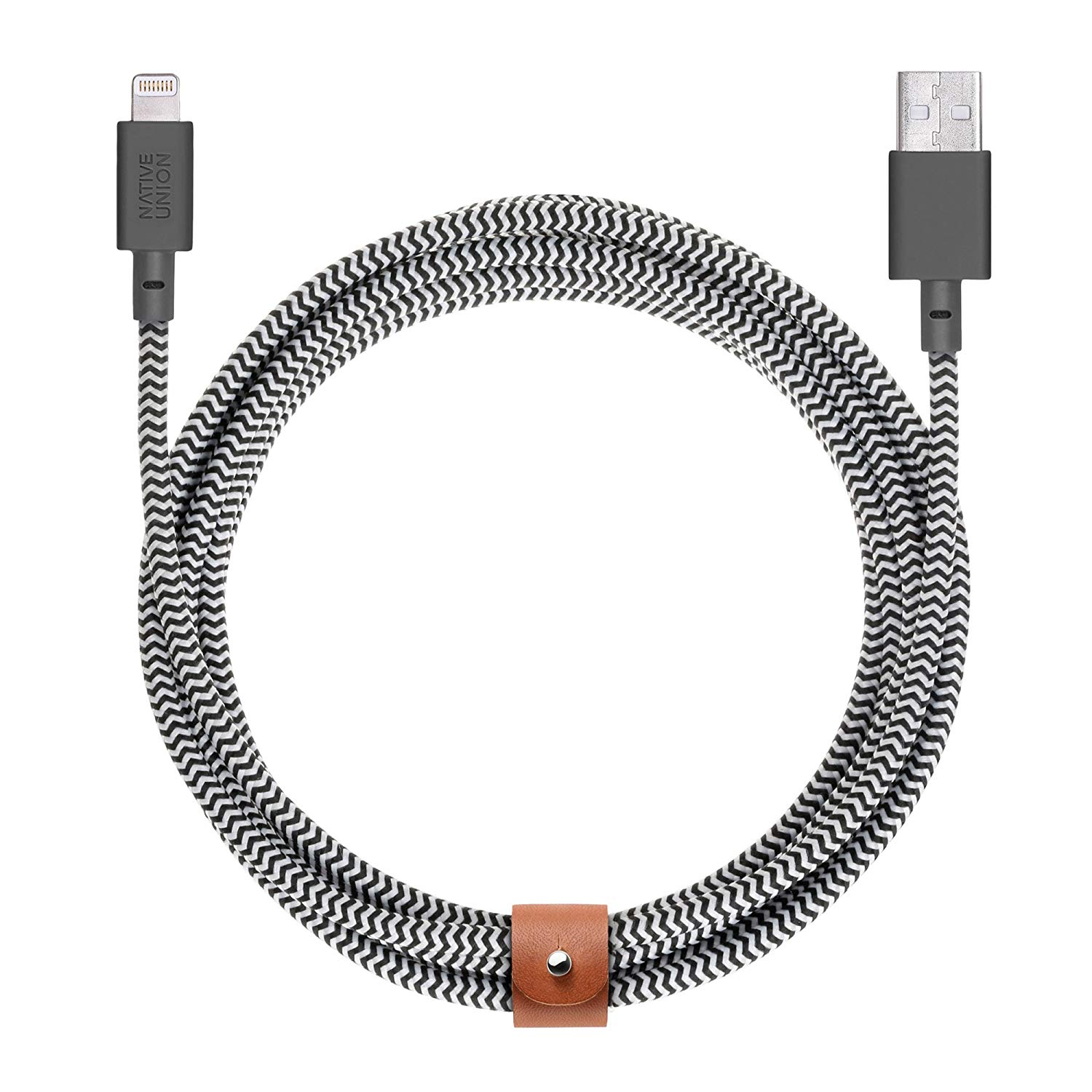 Native Union Belt Cable XL Wzmocniony Kabel USB Lightning ze Skórzanym Zapięciem 3m (Zebra) Native Union Belt Cable XL Wzmocniony Kabel USB Lightning ze Skórzanym Zapięciem 3m (Zebra)