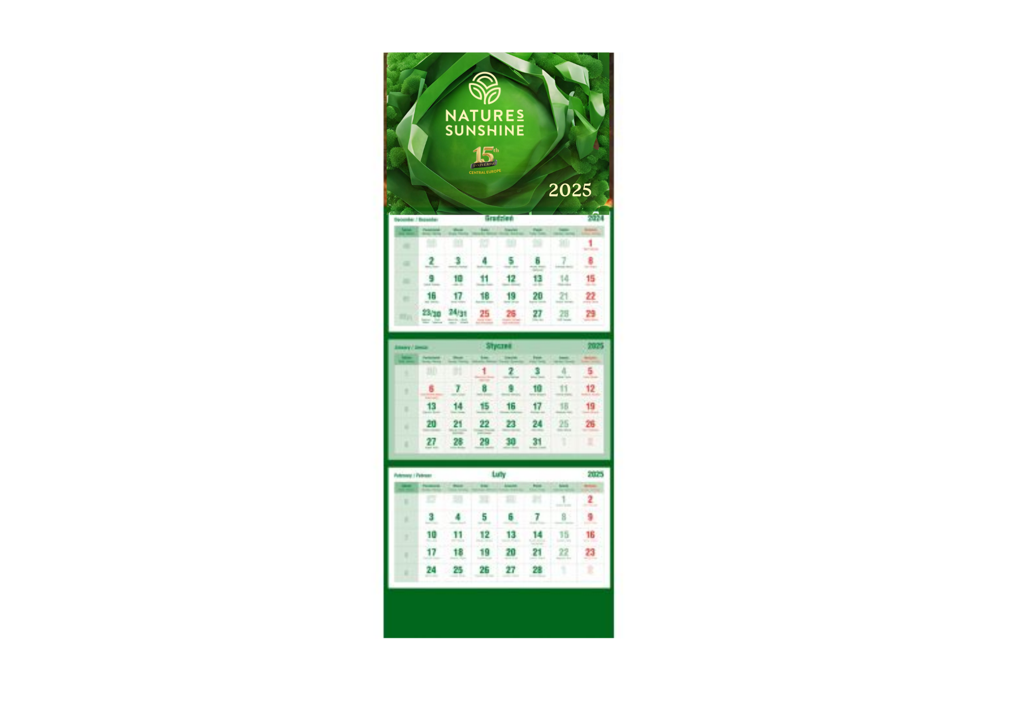 Dreiteiliger Kalender