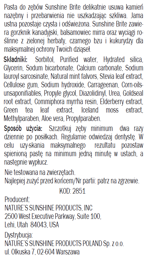 Pasta do zębów - Sunshine Brite (100 g) (2)