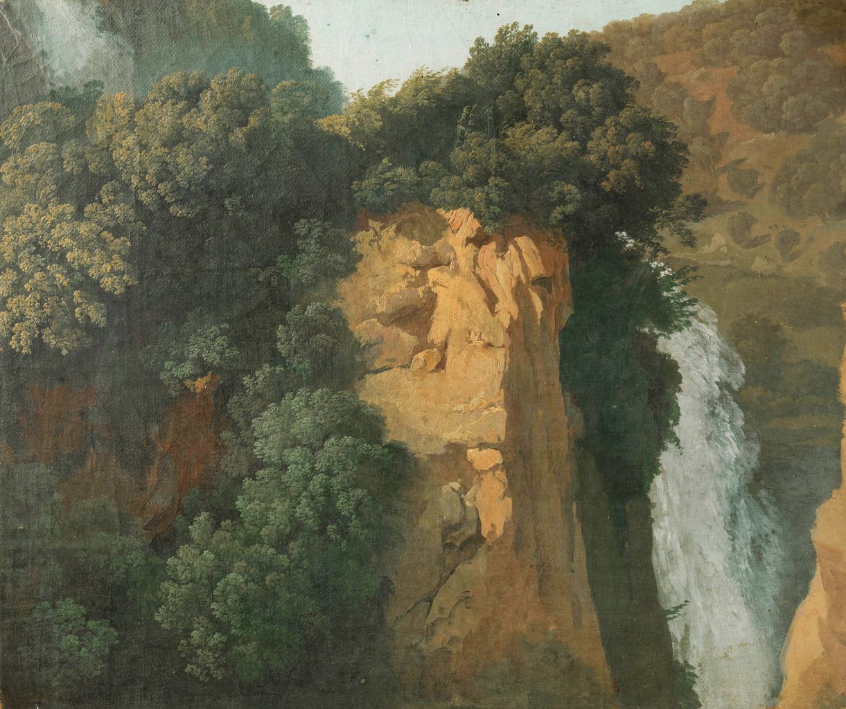 Hendrik Voogd - Zarośnięte skały z wodospadem we Włoszech 