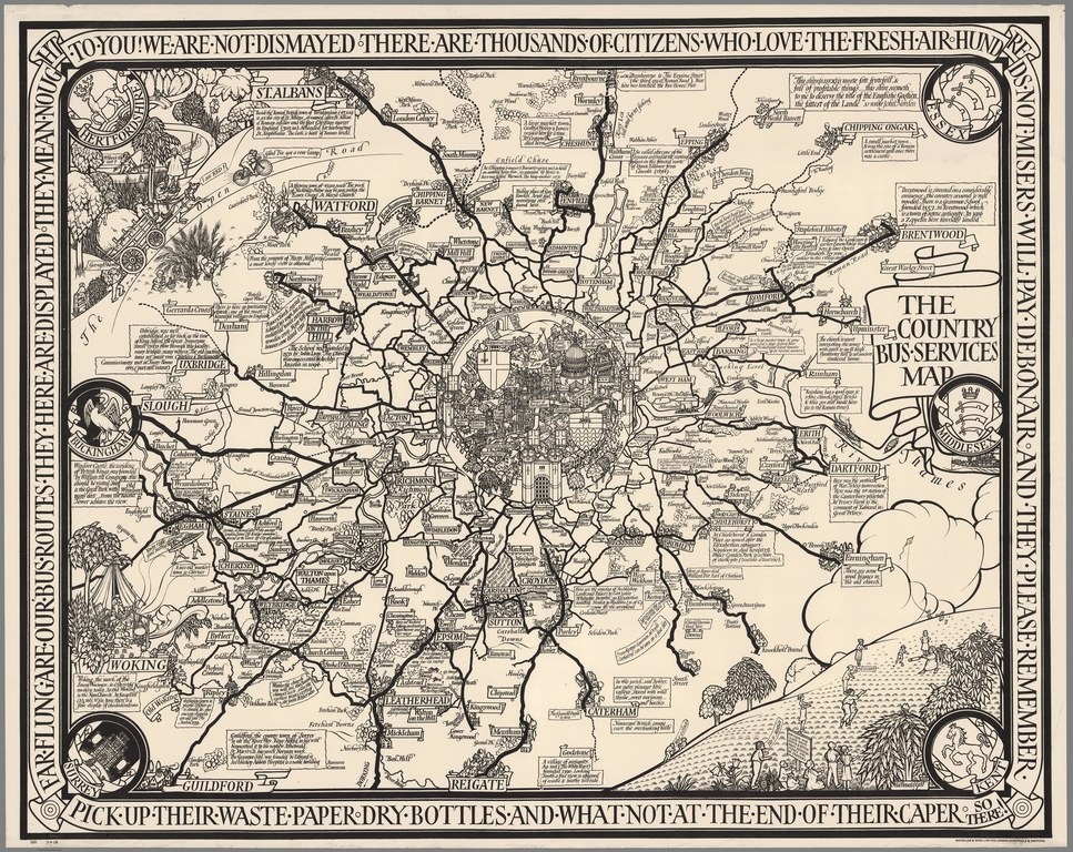 1928r - Mapa Londynu i okolic - Bus-Services