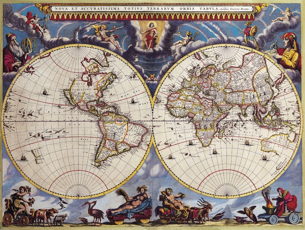 1662r. - Nova et Accuratissima Totius Terrarum Orbis Tabula (Nowa i Dokładna Tablica Całego Świata)
