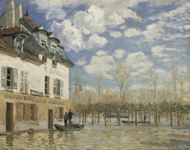Alfred Sisley - Boat in the Flood at Port  Marly (Łódź w potopie w Port Marly)