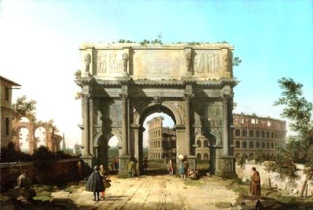 Canaletto - Widok na Łuk Konstantyna z Koloseum