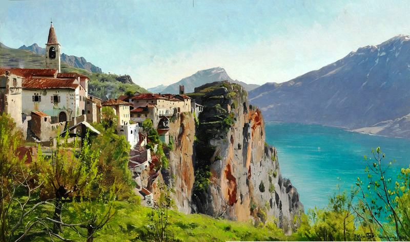 Peter Monsted - Widok z Tremosine nad Jeziorem Garda we Włoszech 