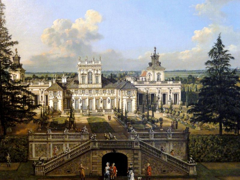 Canaletto - Widok  Pałacu Wilanowskiego od strony parku