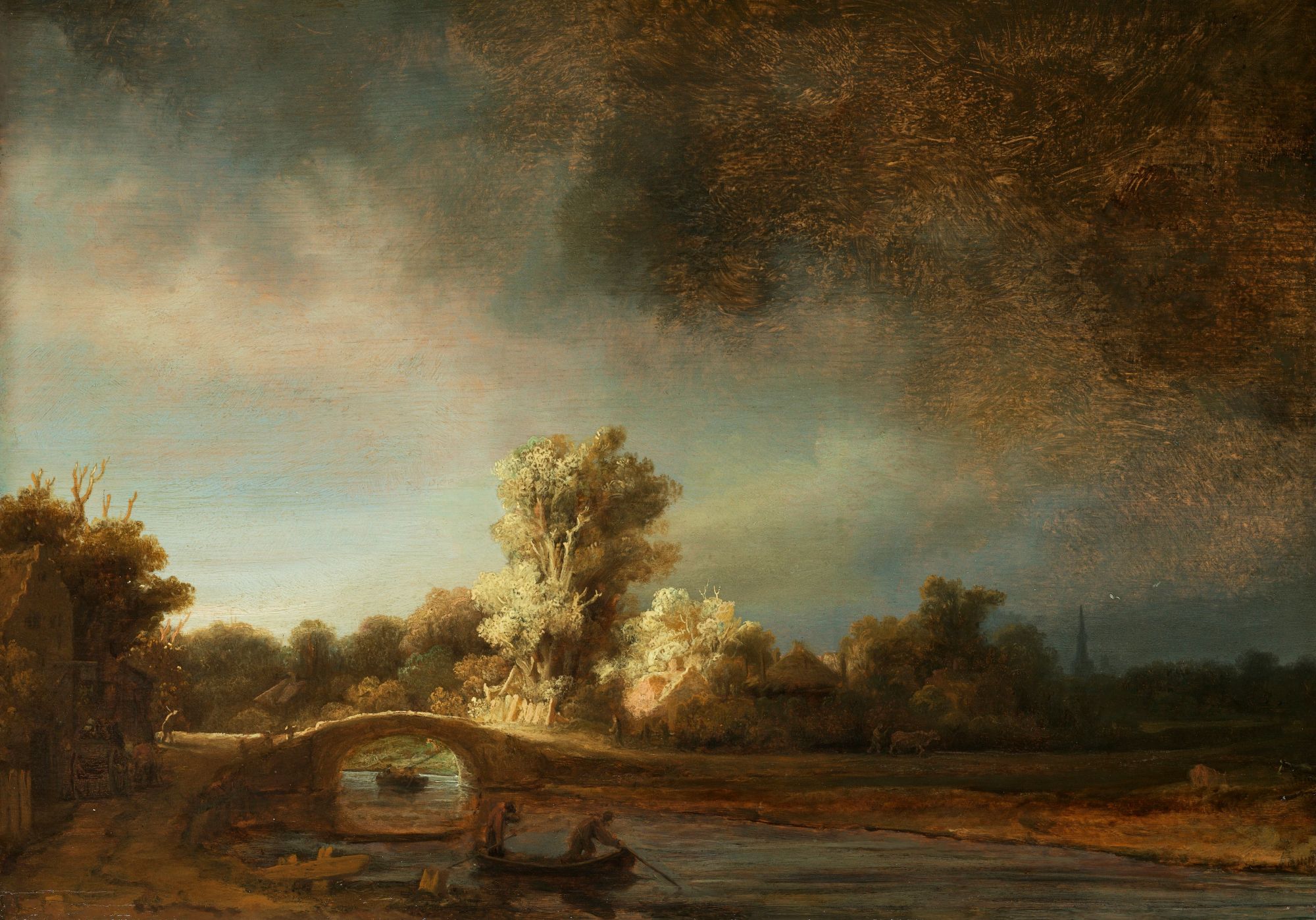 Rembrandt - Pejzaż z kamiennym mostem 