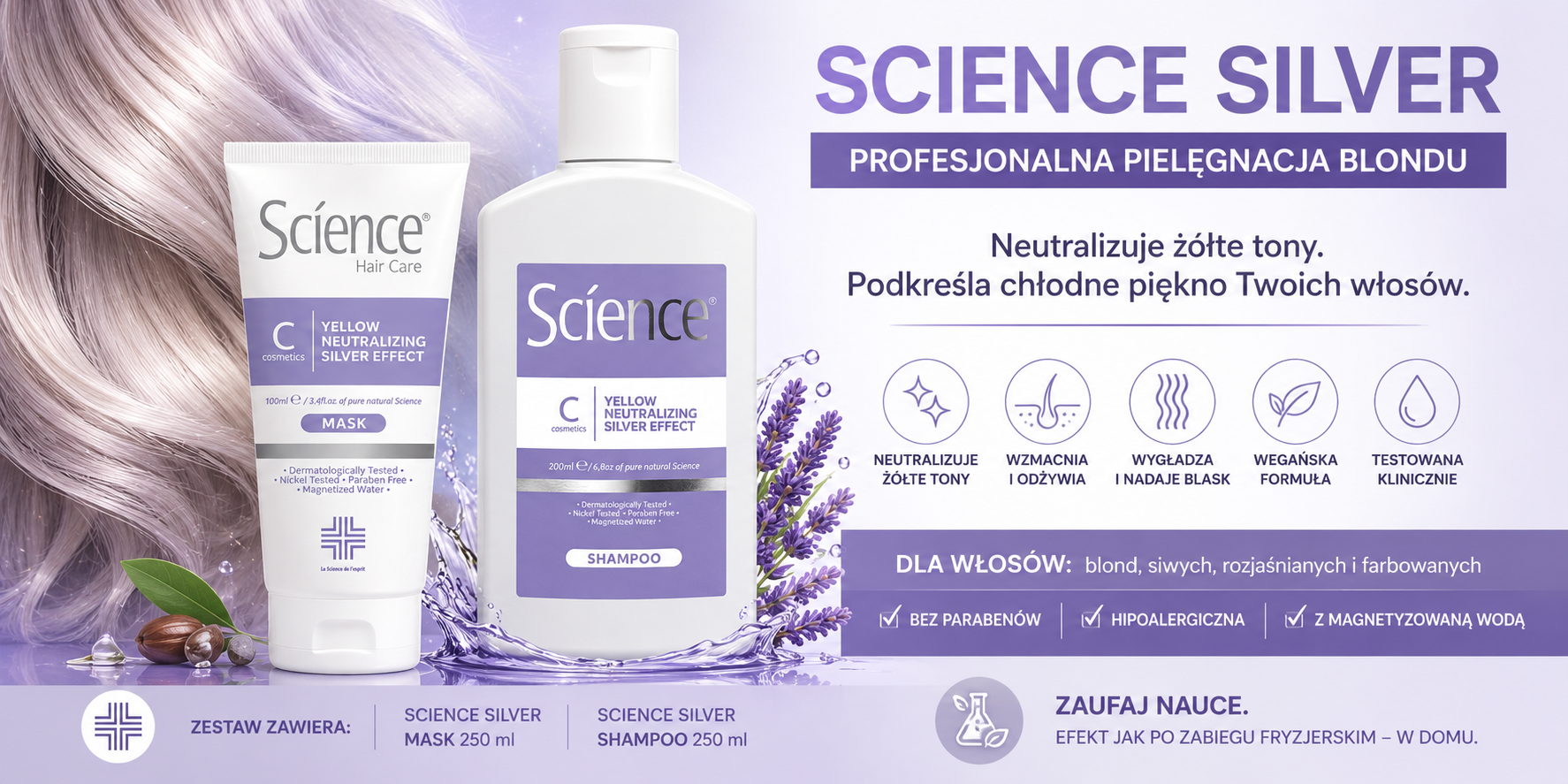 Zestaw Vivipharma SCIENCE SILVER – Profesjonalna pielęgnacja chłodnego blondu