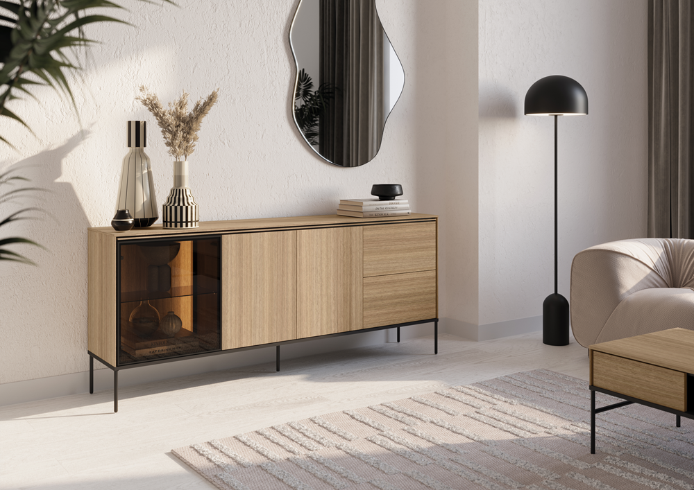 VISSO VI-08 - rtv 1d1w2s 197 z oświetleniem - dąb linearny.